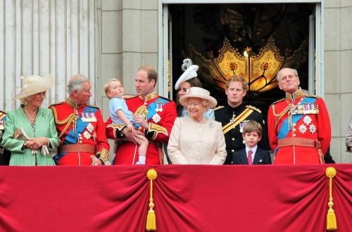 Members of the British royal family on the balcony of Buckingham Palace during Trooping the Colour 2015