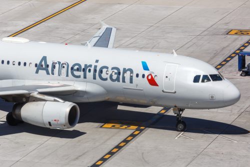 An American Airlines plane on the runway