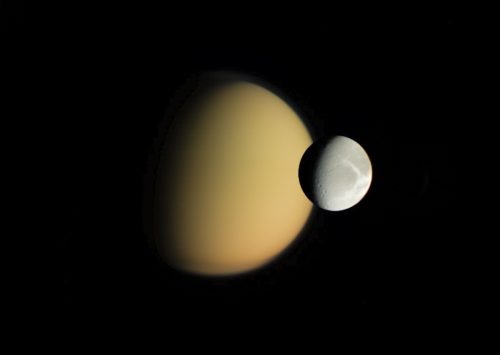 Dione and Titan, Space