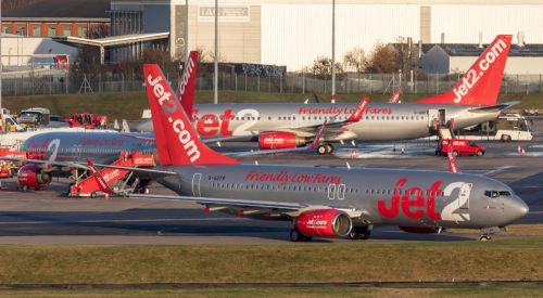 Jet2 passenger aircraft G-GDFR a Boeing 737 taxiing to the runway