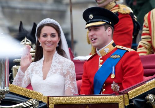 Duke and Duchess of Cambridge (Prince William and Kate Middleton) leaving Westminster Abbey following their royal wedding
