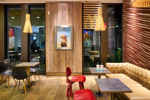 interior shot of McDonald's restaurant in Mall of Berlin.