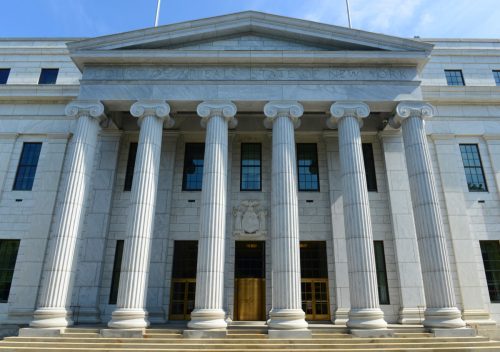 New York Court of Appeals Building was built with Greek Revival style in 1842 in downtown Albany, New York State NY, USA.
