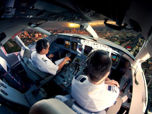 The view from the passenger aircraft cockpit