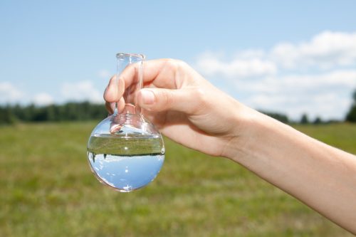 Water Purity Test, liquid in laboratory glassware