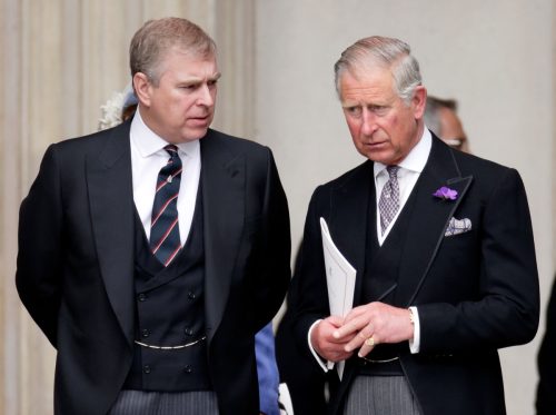 Prince Andrew, Duke of York and Prince Charles, Prince of Wales attend a Service of Thanksgiving to celebrate Queen Elizabeth II's Diamond Jubilee at St Paul's Cathedral.