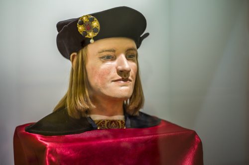 The bust of King Richard III of England on display at the Visitor Centre in Leicester City Centre.