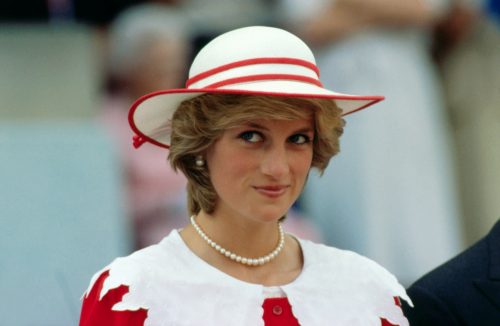 Diana, Princess of Wales, wears an outfit in the colors of Canada.