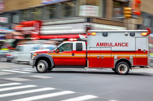 Ambulance emergency car in motion blur.