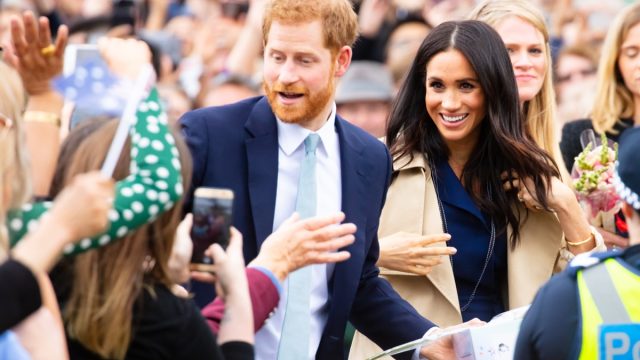 meghan and harry in a crowd, prince harry dad