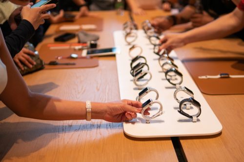 Apple watches on display