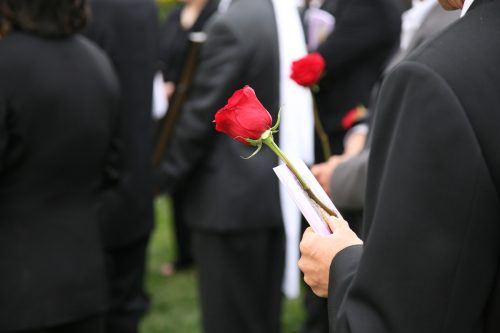 closeup of a funeral burial