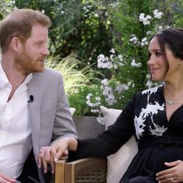 Harry and Meghan clench hands while talking about the Queen during Oprah interview on CBS on Mar. 7