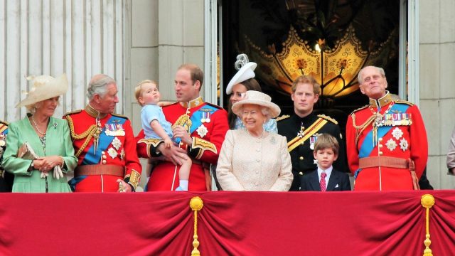 Members of the British royal family at Trooping the Colour in 2015