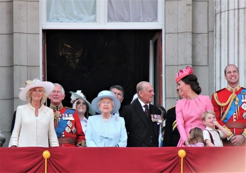Members of the British royal family at Trooping the Colour 2017