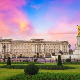 Buckingham Palace at sunrise in London, United Kingdom