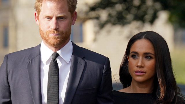 The Prince and Princess of Wales Accompanied By The Duke And Duchess Of Sussex Greet Wellwishers Outside Windsor Castle