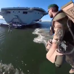 Video Shows Soldiers Flying in “Iron Man” Jet Suits Above Navy Ship