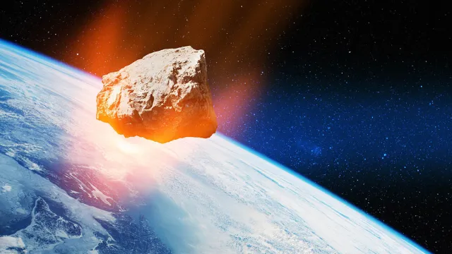 Planet,Earth,And,Big,Asteroid,In,The,Space.,Potentially,Hazardous