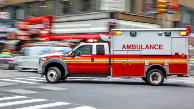 Ambulance emergency car in motion blur.