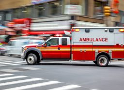 Ambulance emergency car in motion blur.