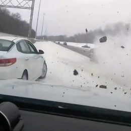 Fearful Moment Officer Dodges Pickup Truck Before it Smashes into Police Cruiser on Highway