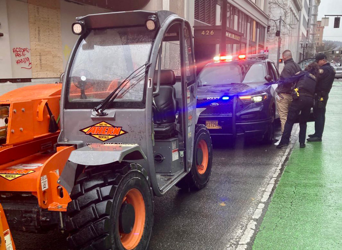 Man Nabbed for Chasing Pedestrian in Forklift