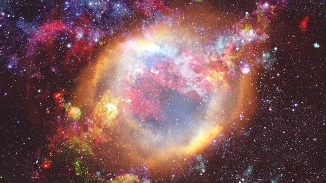 The,Explosion,Supernova.,Bright,Star,Nebula.,Distant,Galaxy.,New,Year