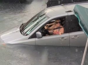 Tourists Drive Their Car Into the Sea