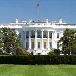 White House on deep blue sky background