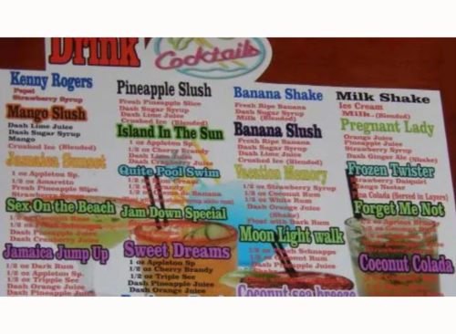 Royal Decameron Club Caribbean Cocktail list