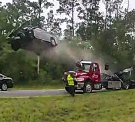 Car Launches 120ft Up Ramp