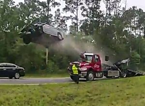 Car Launches 120ft Up Ramp