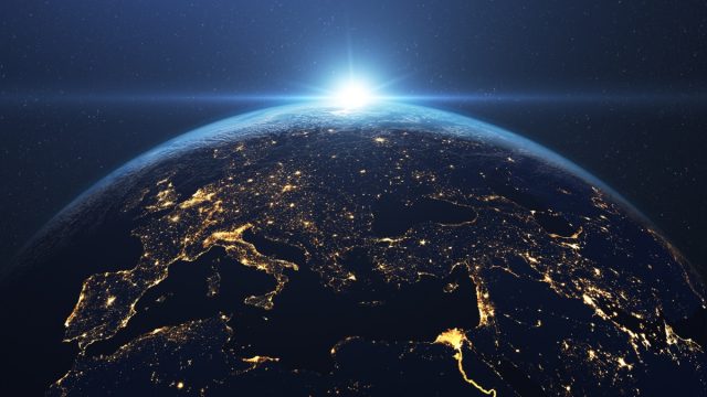 Beautiful sunrise seen from space