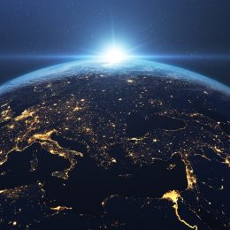 Beautiful sunrise seen from space