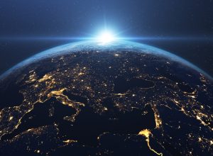 Beautiful sunrise seen from space