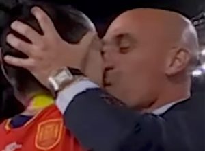 Outrage After Official Kisses World Cup Winner on Lips