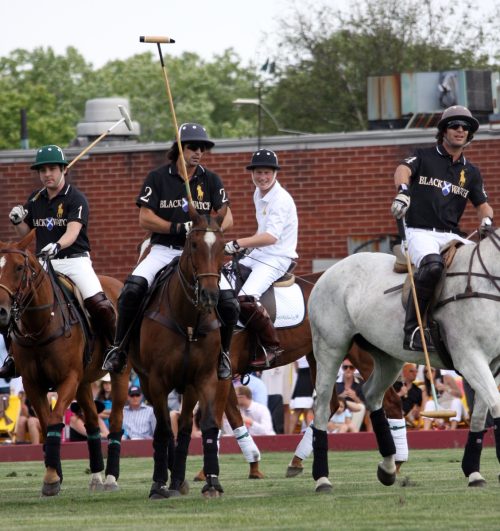 NEW YORK - MAY 30: HRH Prince Harry and Argentine player Nachos Figueras compete in the Veuve Clicquot Manhattan Polo Classic at Governors Island on May 30, 2009 in New York City.