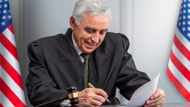 Judge signing the verdict