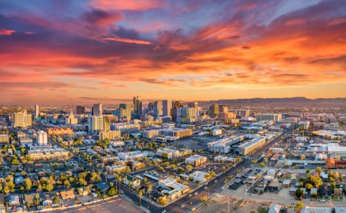 Phoenix Arizona AZ Drone Downtown Skyline Aerial