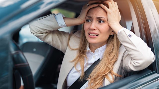 Woman,Driver,Scared,Shocked,Before,Crash,Or,Accident,Hands,Out