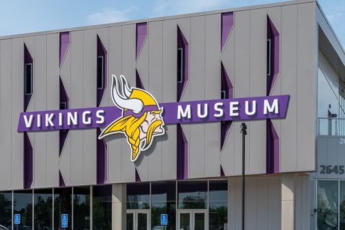 EAGAN, MN/USA - JUNE 15: 2020: Vikings Museum at Minnesota Vikings Twin Cities Orthopedics Performance Center.