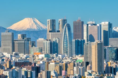 Tokyo skyline and Mountain fuji in Japan