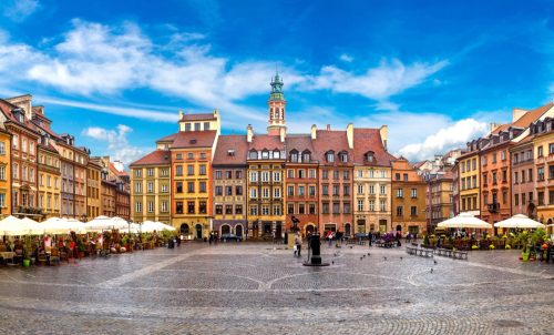 Old town square in Warsaw in a summer day, Poland