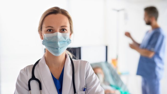Portrait of doctor in quarantine in hospital