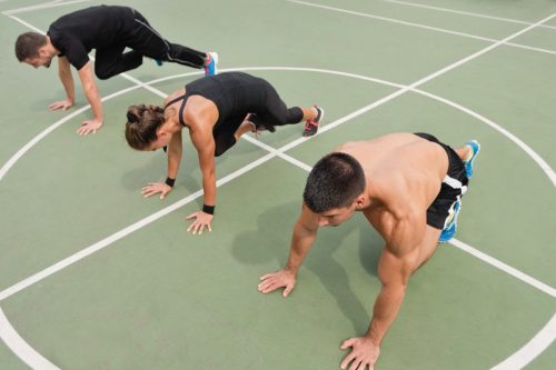 Mountain climbers workout, exercise class