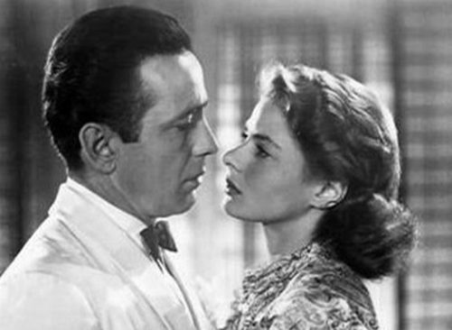Humphrey Bogart & Ingrid Bergman in American romantic drama film Casablanca (1942).