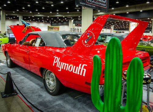DETROIT, MI - MARCH 8: A 1970 Plymouth Road Runner Superbird restoration on display at the Detroit AutoRama, on March 8, 2013, in Detroit, Michigan.