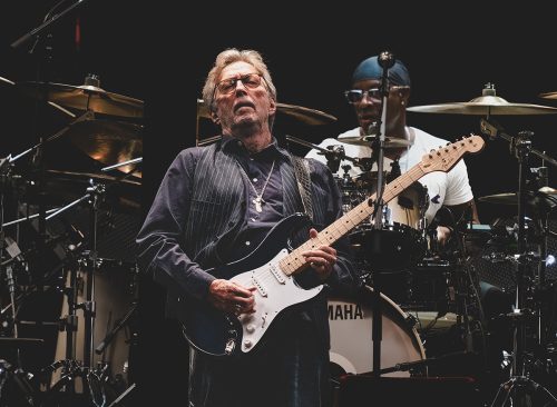 Detroit, Michigan -USA- September 10, 2022: Eric Clapton performs with special guest Jimmie Vaughan at the Little Caesar's Arena