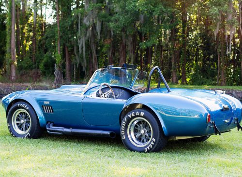 JACKSONVILLE, FL, USA, August 14, 2013: Photo of a genuine 1965 427 Shelby AC Cobra which was recently transported back to the United States after being in Europe for several years.